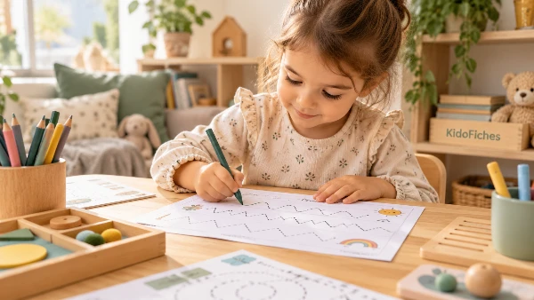 Couverture : Premiers tracés en maternelle : activités maison pour préparer le geste d’écriture