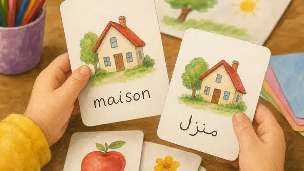 Couverture : Nos flashcards français-arabe pour apprendre le vocabulaire à la maison