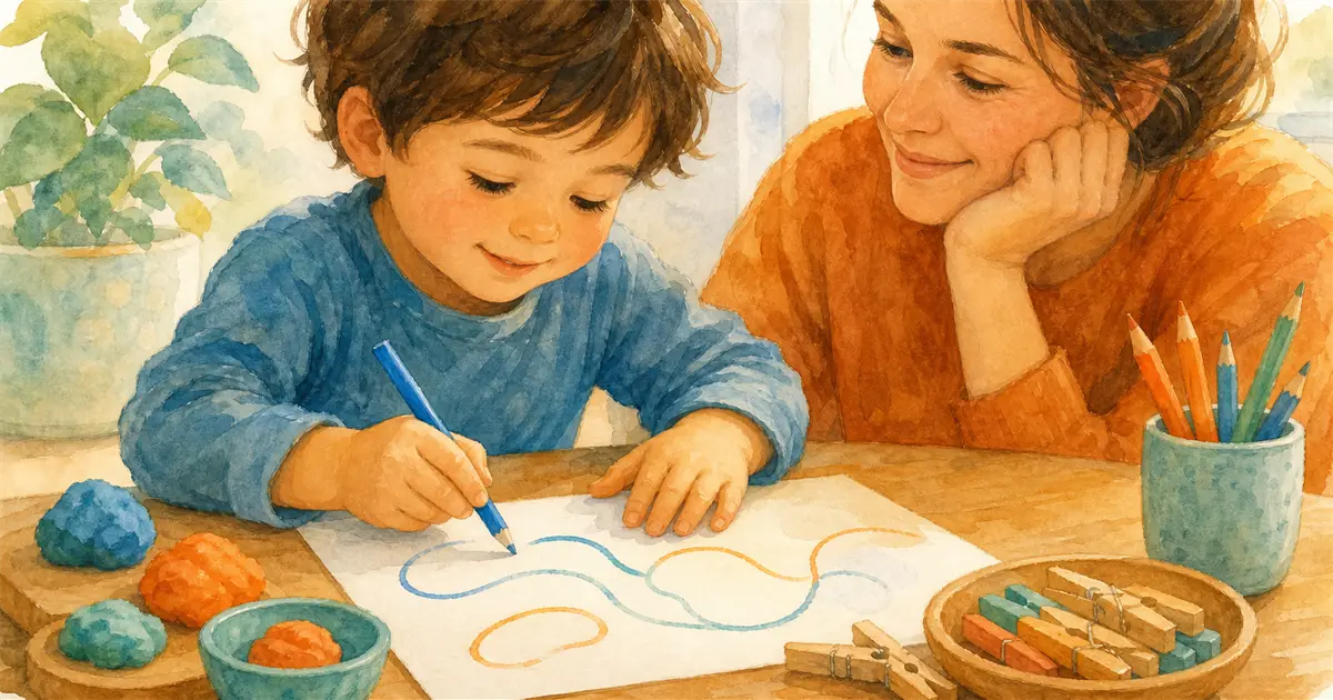 Couverture de l’article Tenue du crayon enfant : les 3 étapes de la bonne prise et les erreurs à corriger