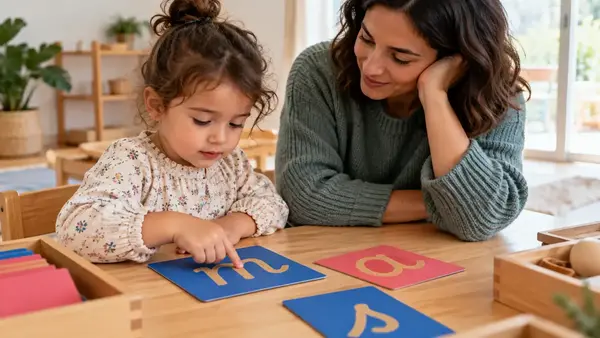 Couverture : Lettres rugueuses Montessori : comment les utiliser à la maison pour préparer lecture et écriture