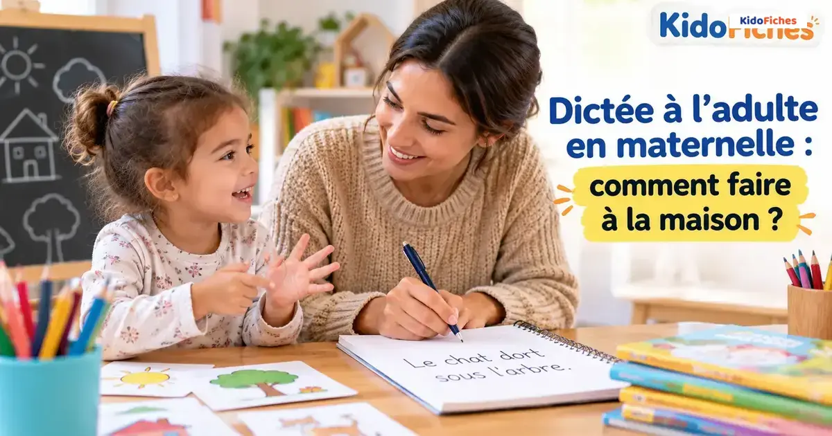 Couverture de l’article Dictée à l’adulte en maternelle : comment faire à la maison ?