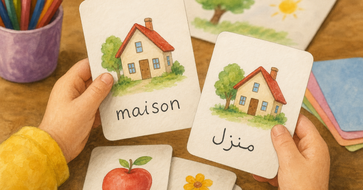 Couverture de l’article Nos flashcards français-arabe pour apprendre le vocabulaire à la maison