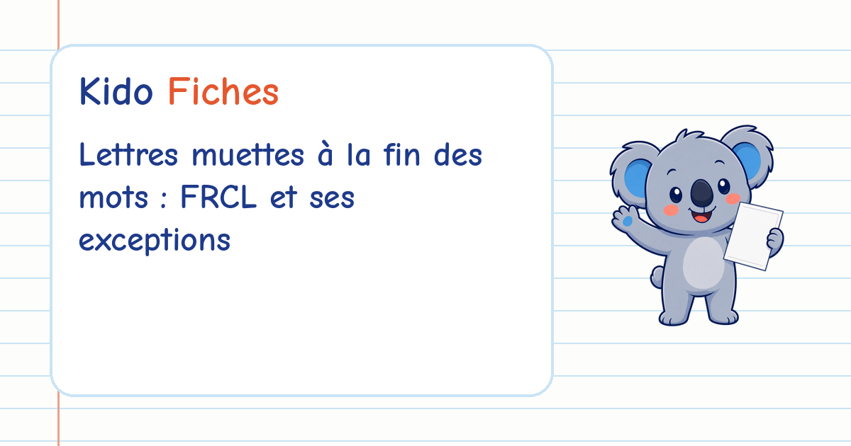 Couverture : Lettres muettes à la fin des mots : FRCL et ses exceptions