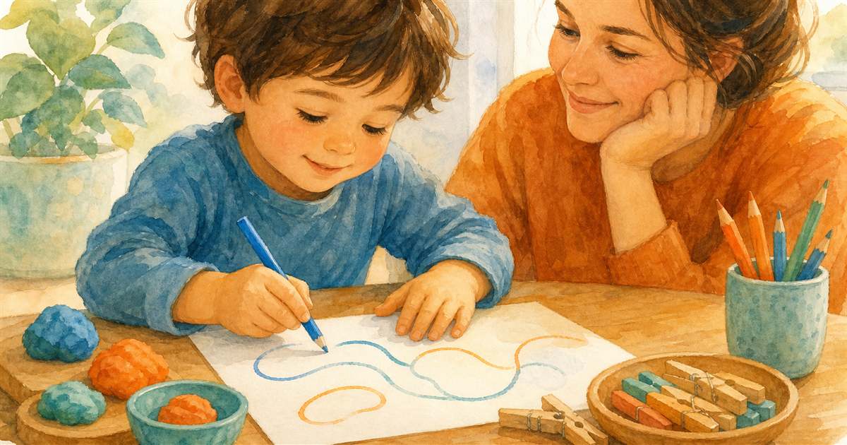 Couverture de l’article Tenue du crayon enfant : les 3 étapes de la bonne prise et les erreurs à corriger