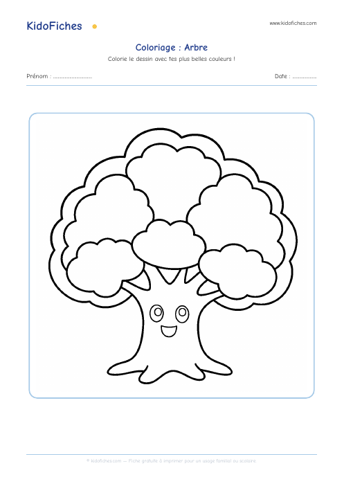 Coloriage Arbre — aperçu de la fiche