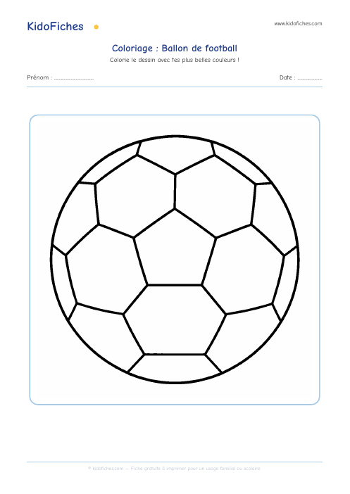 Coloriage Ballon de football — aperçu de la fiche