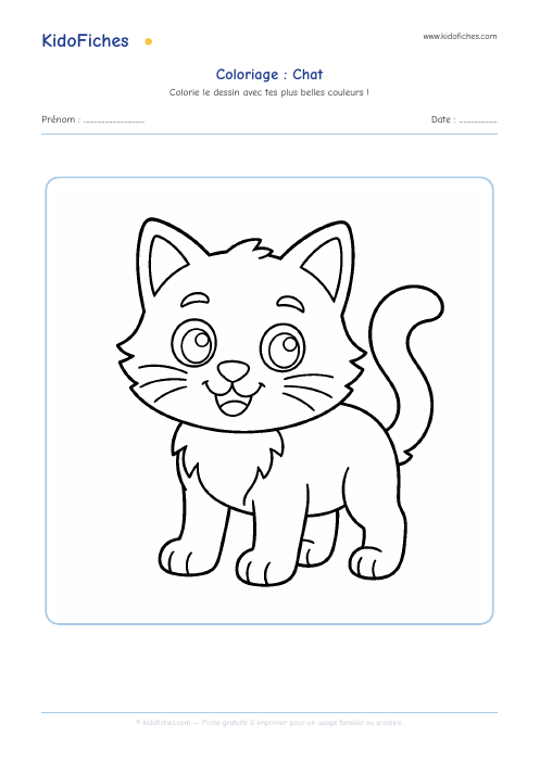 Coloriage Chat — aperçu de la fiche