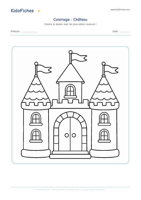 Coloriage Château — aperçu de la fiche