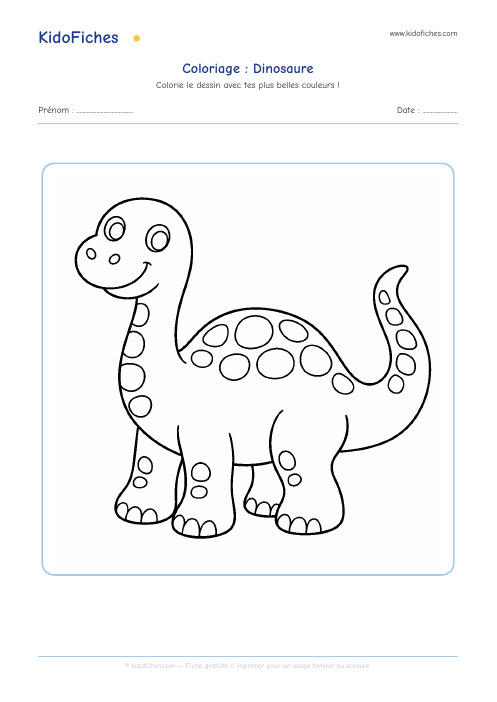 Coloriage Dinosaure — aperçu de la fiche