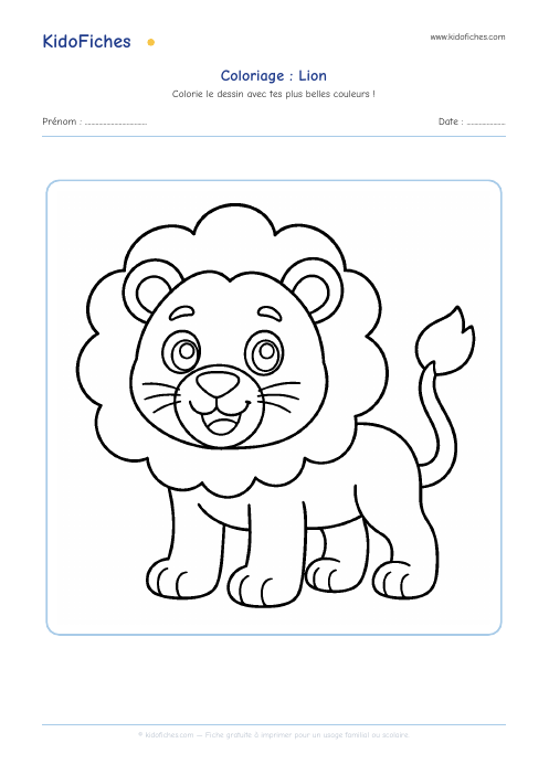 Coloriage Lion — aperçu de la fiche