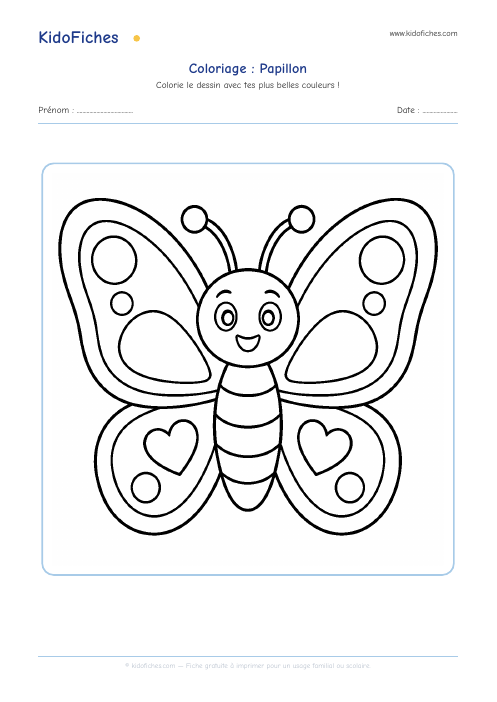 Coloriage Papillon — aperçu de la fiche