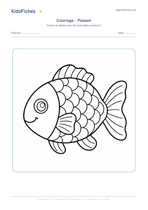 Coloriage Poisson — aperçu de la fiche