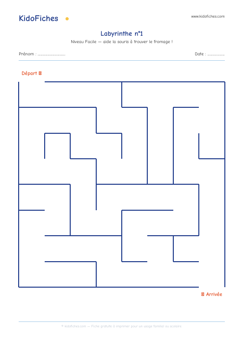 Labyrinthe n°1 (Facile) — aperçu de la fiche