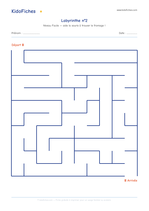 Labyrinthe n°2 (Facile) — aperçu de la fiche
