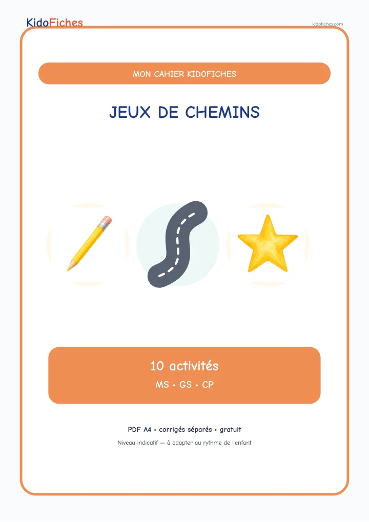 Couverture du Cahier de jeux de chemins et parcours visuels