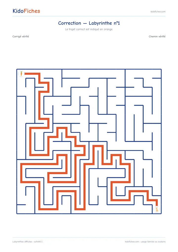 Exemple de corrigé — Labyrinthes difficiles