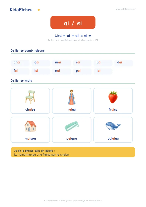 Aperçu : Lire « ai » et « ei » : le plus souvent /ɛ/