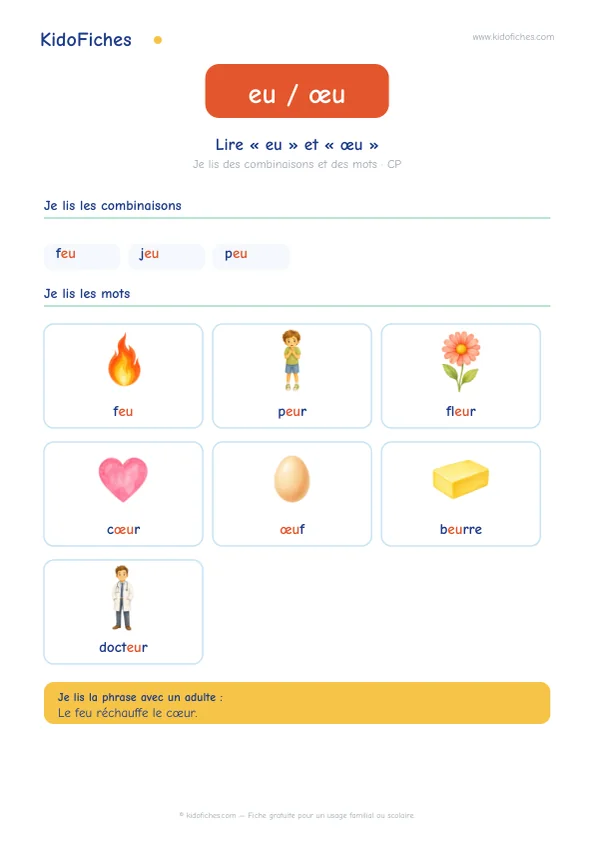 Aperçu : Lire « eu » et « œu » : /ø/ ou /œ/