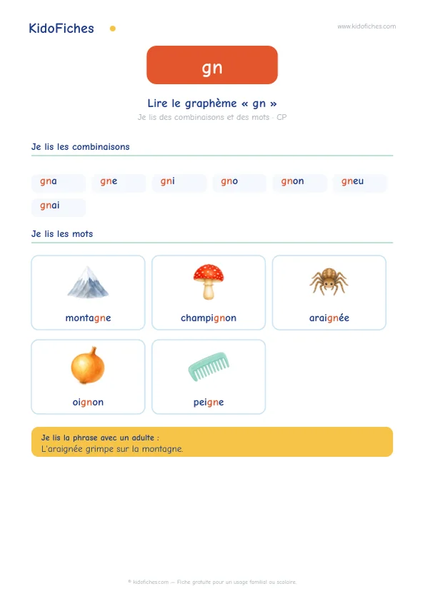 Aperçu : Le graphème « gn » et le son /ɲ/