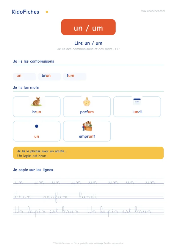 Aperçu de la fiche un / um